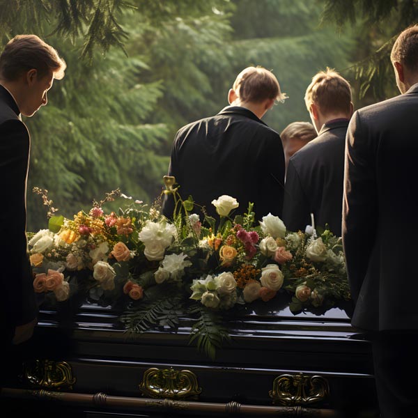 Impresa Funebre Pero: gruppo di persone che portano il cofano funebre