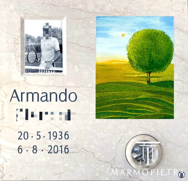 Lapidi Cimiteriali Milano  - Lapide in Marmo con Albero illustrato