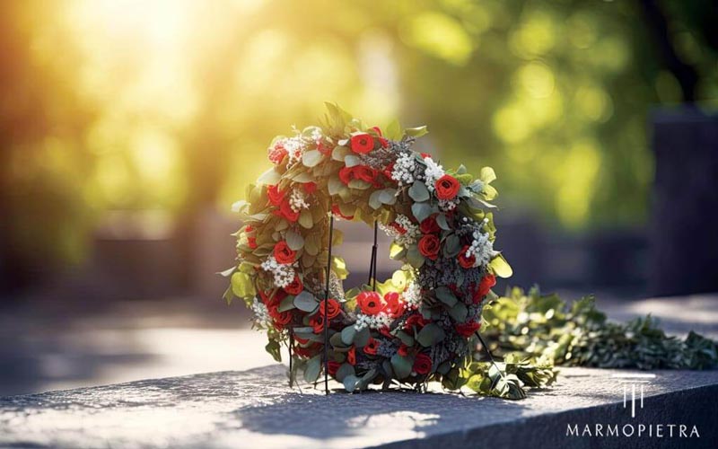 Onoranze funebri a Milano: corona di fiori sulla tomba